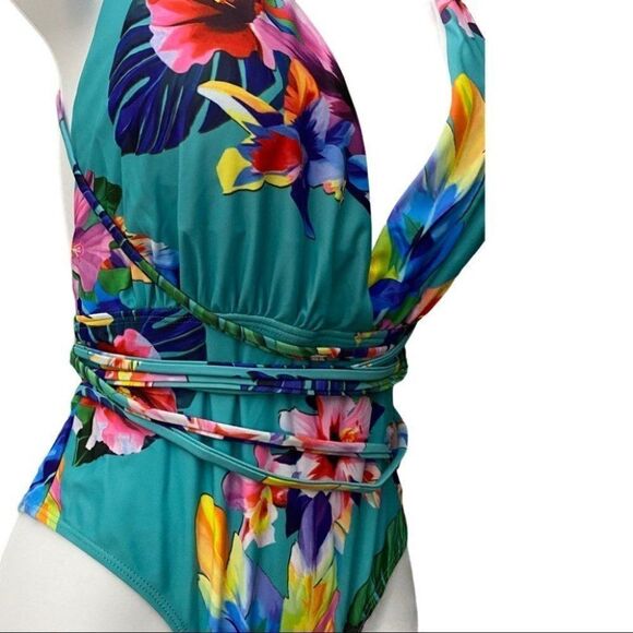Tropical Floral Plunge Multi Way Swimsuit‎ - Picture 4 of 10